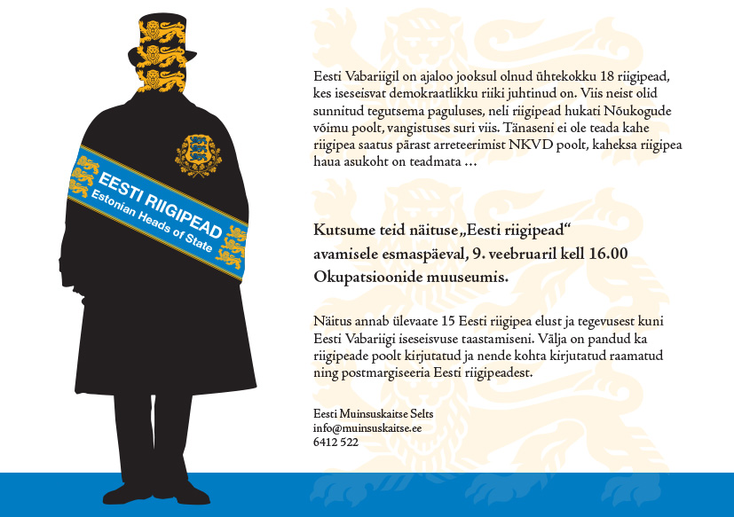 EESTI RIIGIPEAD! Täna avatakse näitus Eesti riigipeadest